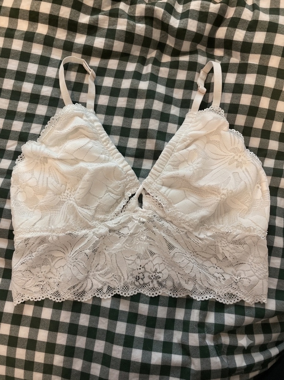 aerie White Lace Longline Bralette size S